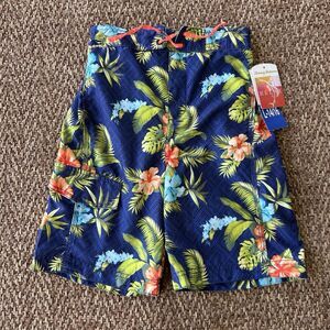 Boys L (14/16) Swim Trunks Navy Tommy Bahama Hawaiian Board Shorts Relax NWT